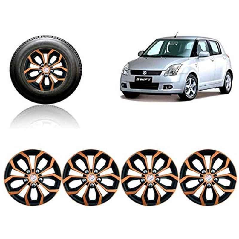 Auto Pearl 4 Pcs 14 inch ABS Black & Copper Car Wheel Cover Set for Maruti Suzuki Swift Dzire Type1