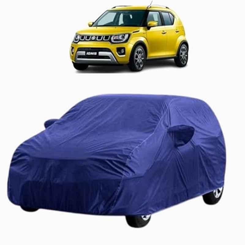 Aarex Auto Polyester Blue 100% Waterproof Car Body Cover with Mirror Pocket Side Elastic, Cotton Lining, Triple Stitched & Anti Dust for Maruti Suzuki Ignis, SW-4-Blue