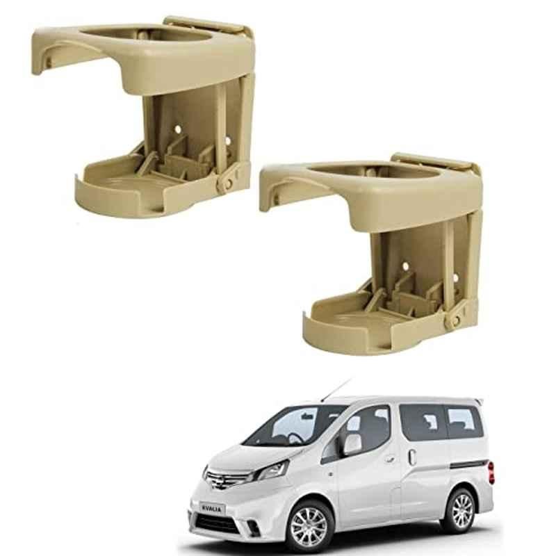 Kozdiko Plastic Beige Foldable Car Drink Holder for Nissan Evalia (Pack of 2)