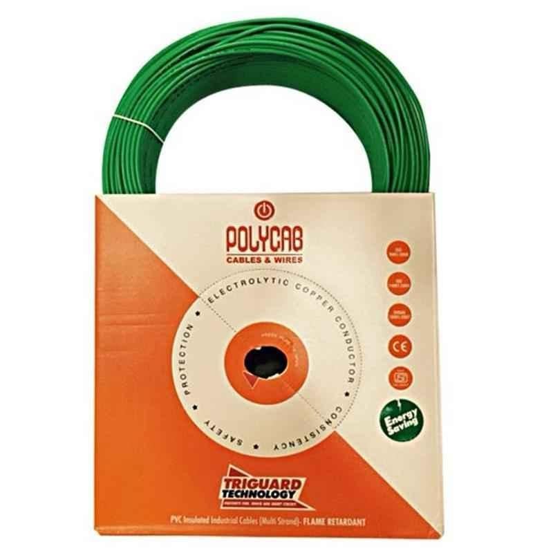 Polycab 1.5 Sqmm 90m Green Single Core HR FRLSH Multistrand PVC Insulated Unsheathed Industrial Cable