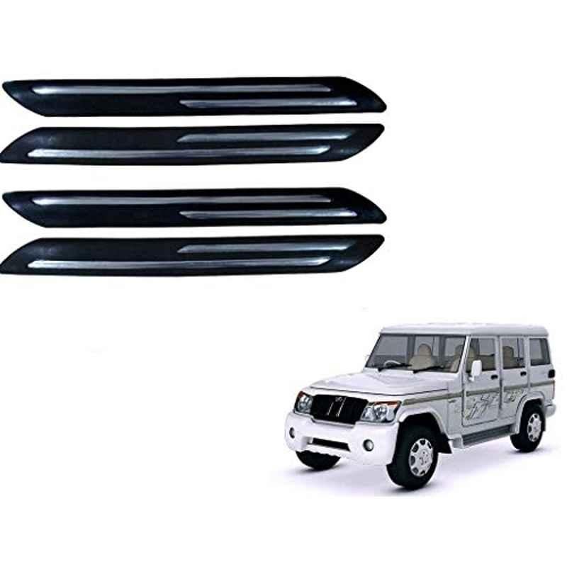 Kozdiko 4 Pcs PVC Black Double Chrome Finish Car Bumper Protector Set for Mahindra Bolero XL