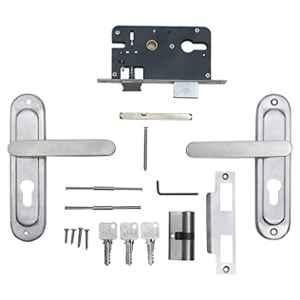 Voltizi ‎Stainless Steel 304 Matt Satin Finish Heavy Duty Round Plate Mortise Door Lock with Both Side Key Cylinder, LB304