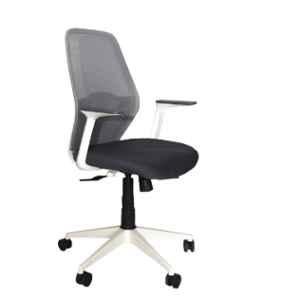 OOlive Glamour OC99 Breathable Mesh White & Grey Medium Back Ergonomic Chair, OCGLMHB091