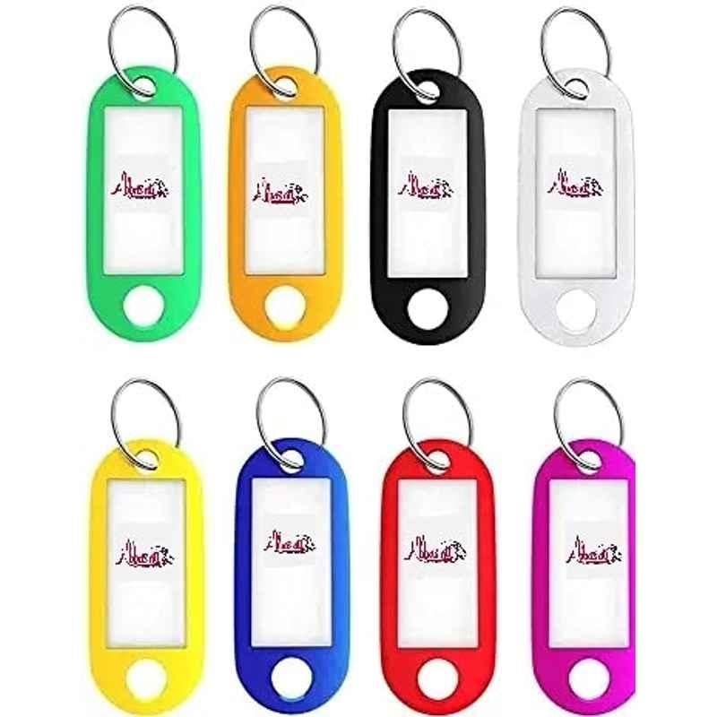 Abbasali Tough Plastic Key Tags with Split Ring & White Label (Pack of 50)