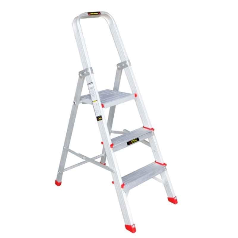 EMAC 3 Step Aluminium Silver Anti Slip Folding ESL Ladder with Platform, ESL-3