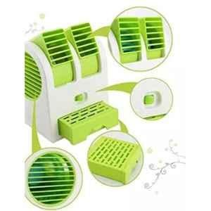 Generic Green 12x11x15cm Plastic Home/Office/Car/Garden/Classroom Mini Fan