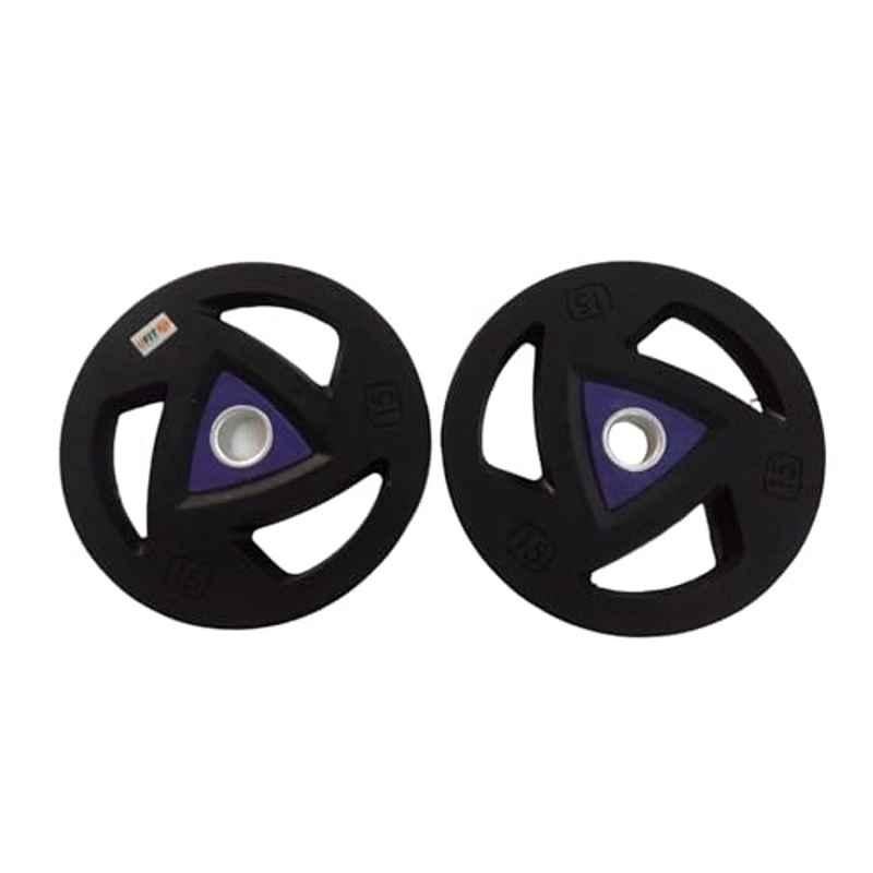 GYM24 Equipment NF-MD 2 Pcs 15kg Rubber Black UFit Olympic Weight Plate Set