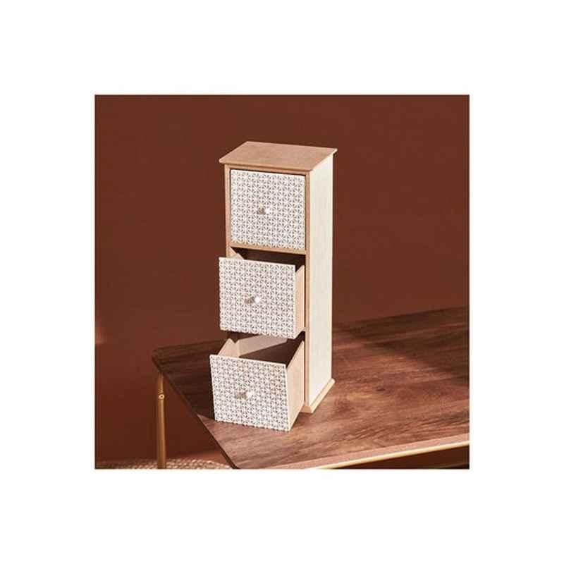 Homebox 18x16x50cm MDF Multicolour Zyla Basket Weave Cabinet with 3 Drawers, 19B2227-1