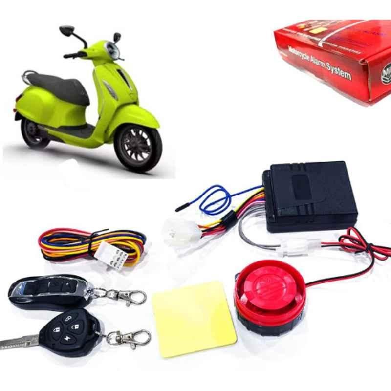 Auto Pearl 12V Black Two-Way Anti Theft Motorcycle Alarm Kit with 2 Pcs Remote for Urbanite Chetak BS6