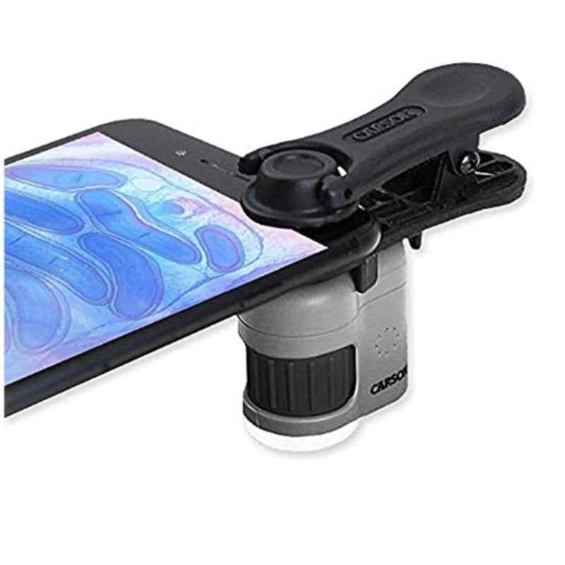 Carson MicroMini MM-380 20X Plastic Grey LED Lighted Pocket Microscope & Smartphone Digiscoping Adapter Clip