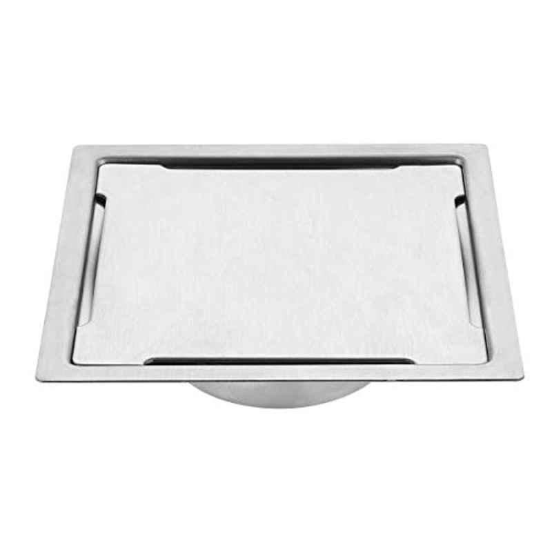 Ruhe 5x5 inch 304 Grade Stainless Steel Diamond Floor Drain Square with Trap, 16-306-01