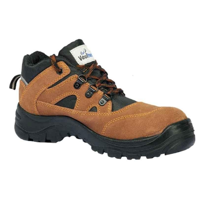 Vaultex CSK Leather Brown Safety Shoes, Size: 39