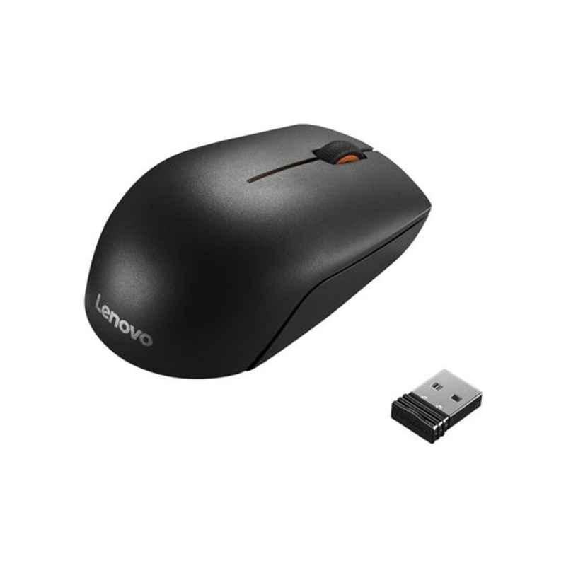 Lenovo Wireless Black Compact Mouse, 300