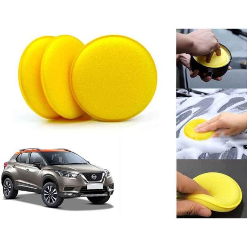 Auto Pearl Polyurethane Beige Washing & Waxing Polish Foam Sponge for Kicks (Pack of 3)