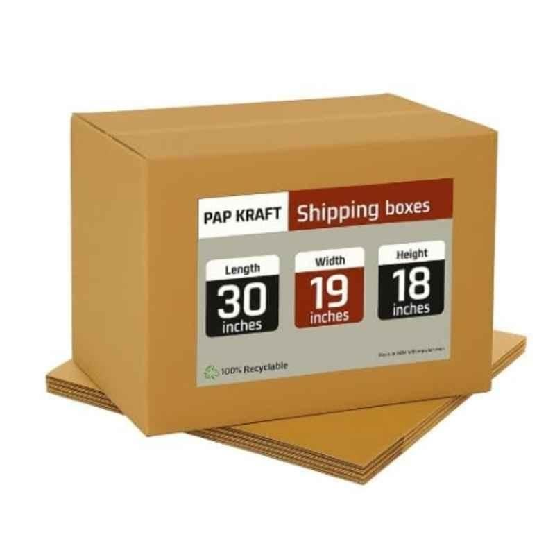Pap Kraft 30x19x18 inch 5 Ply Cardboard Brown Corrugated Box (Pack of 4)