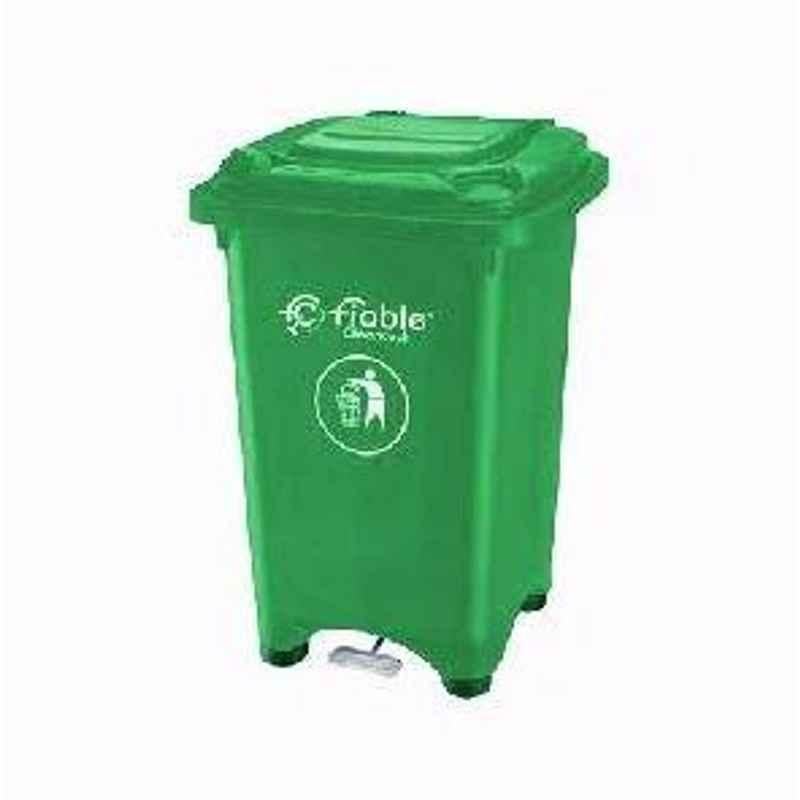 Fiable 50L HDPE Green Center Foot Pedal Dustbin with Lid, FDB 50 CP (Pack of 2)