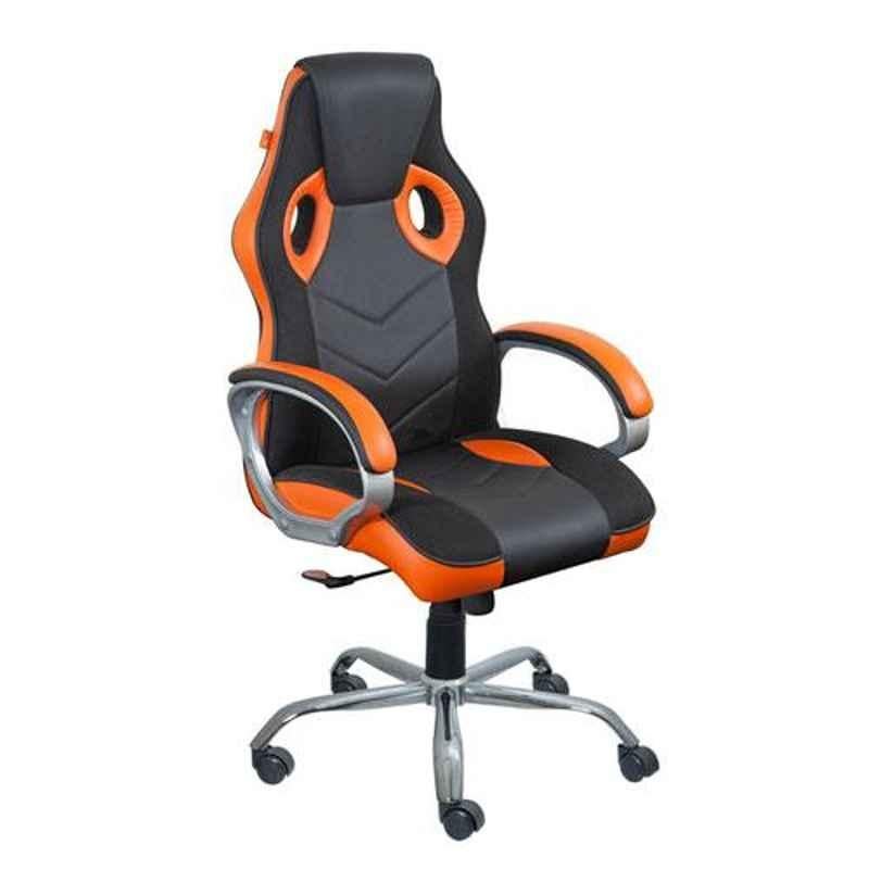 Sunview Conqueror PVC Leather & Mesh Black & Orange High Back Desk Chair, GS-500