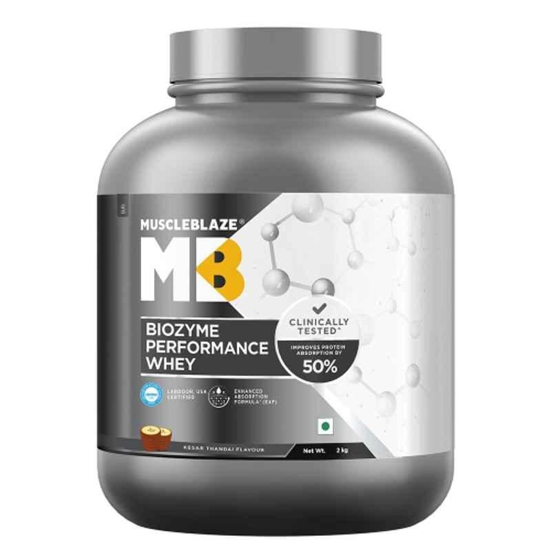 MuscleBlaze 2kg Kesar Thandai Biozyme Performance Whey Protein