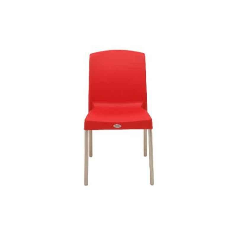 Supreme Hybrid Premium Plastic Red Chair without Arm (Pack of 4)