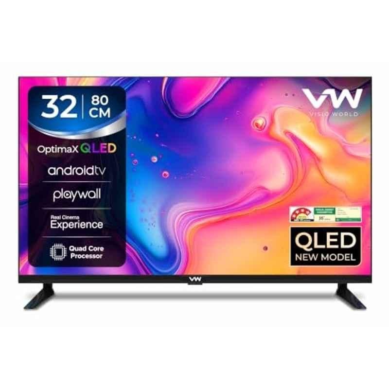 VW OptimaX 32 inch 1366x768p Black QLED Smart LED TV with IPE Technology, VW32AQ1