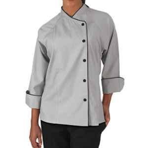 Superb Uniforms Polyester & Cotton Grey ¾ Raglan Sleeves Chef Coat for Women, SUW/Gr/CC01, Size: M