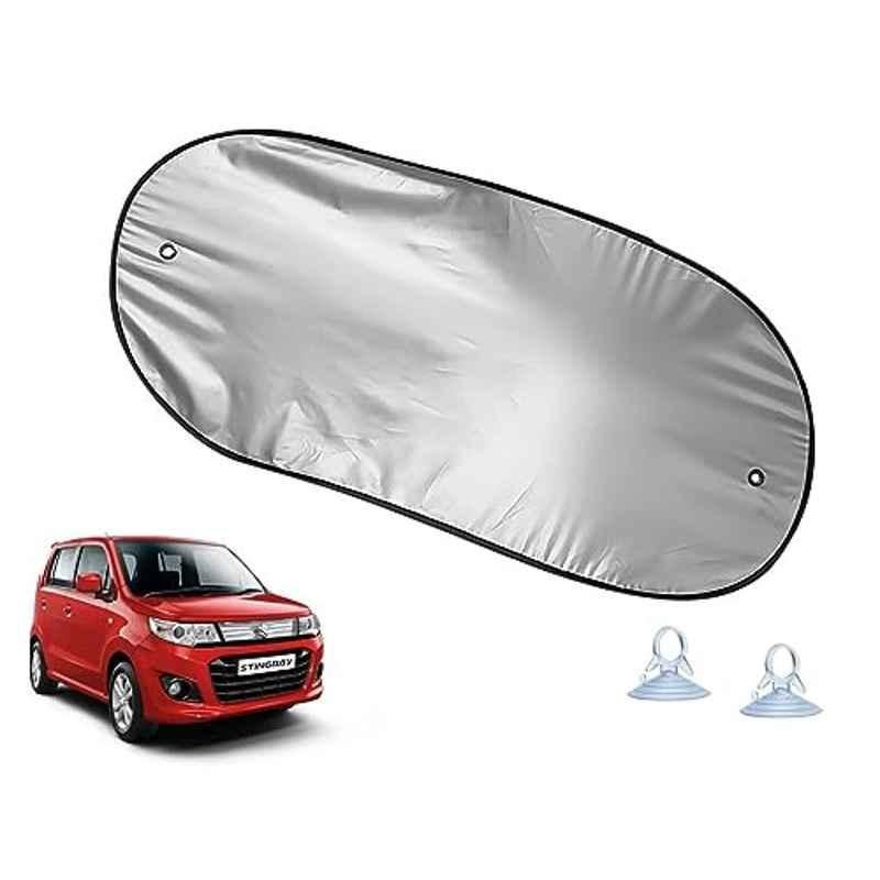Auto Pearl Polyester Black & Silver Rear Window Sun Shade Curtain with Storage Pouch for Maruti Suzuki WagonR Stingray 2013-2017