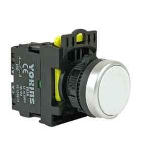 Yokins 22mm 220V 1NO White Push Button with Spring Return, EB2M-A-10