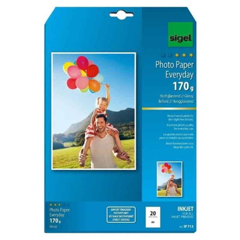 Sigel IP713 A4 20 sheet 170 GSM Glossy White Inkjet Everyday Plus Photo Paper