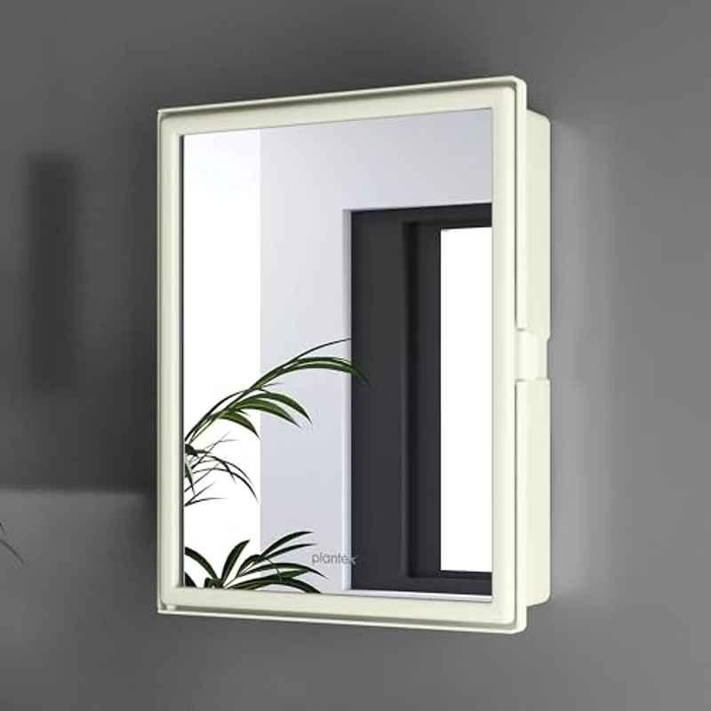 Plantex 14x18 inch ABS Plastic Ivory Wall Mounted Bathroom Mirror Cabinet
