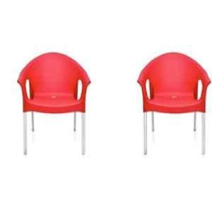 Nilkamal NS09 BRD Plastic Red Outdoor Chair, (Pack of 2)