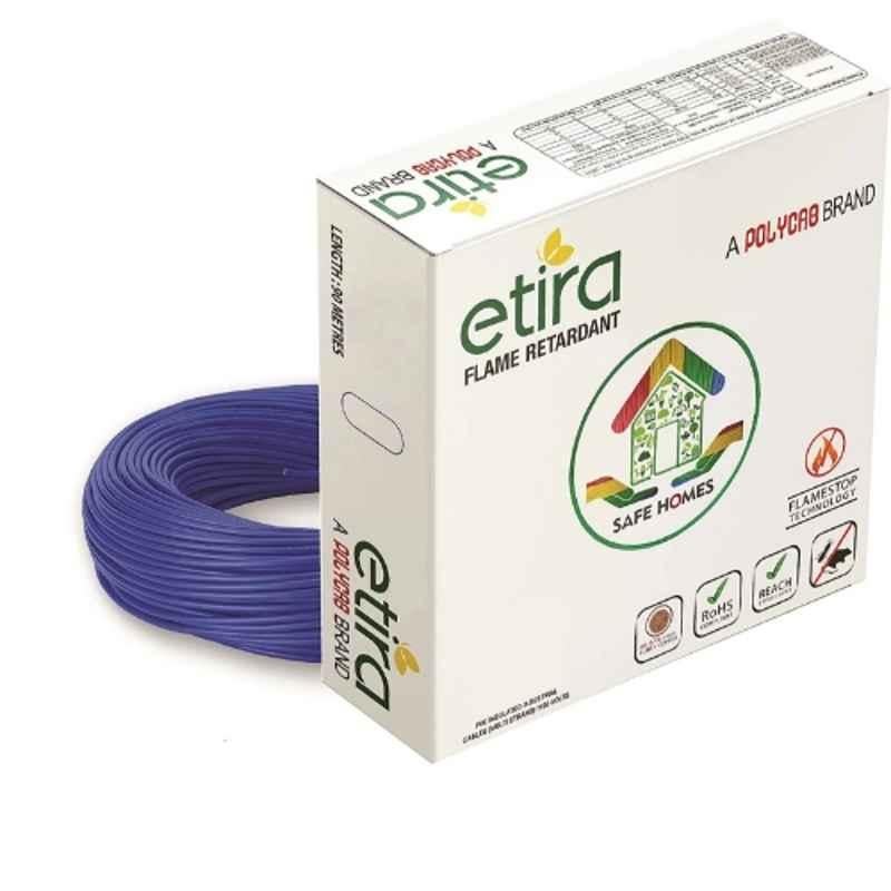 Polycab Etira 0.75 Sqmm Blue Single Core FR PVC Insulated Multistrand House Wire, Length: 90 m