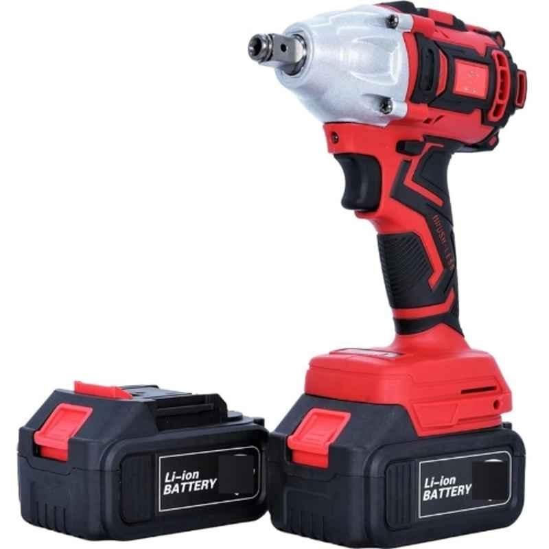 XDLB Damier 1/2 inch 20V 4Ah Fixed Square Cordless Impact Wrench with 2 Pcs Sockets & Batteries