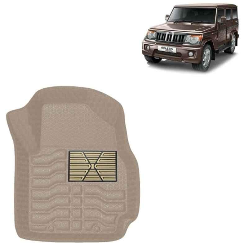 Kingsway 4 Pcs Premium 4.5D 100% Waterproof Tray Shape PVC Beige Car Floor Mat Set for Mahindra Bolero 2020 Onwards All Model