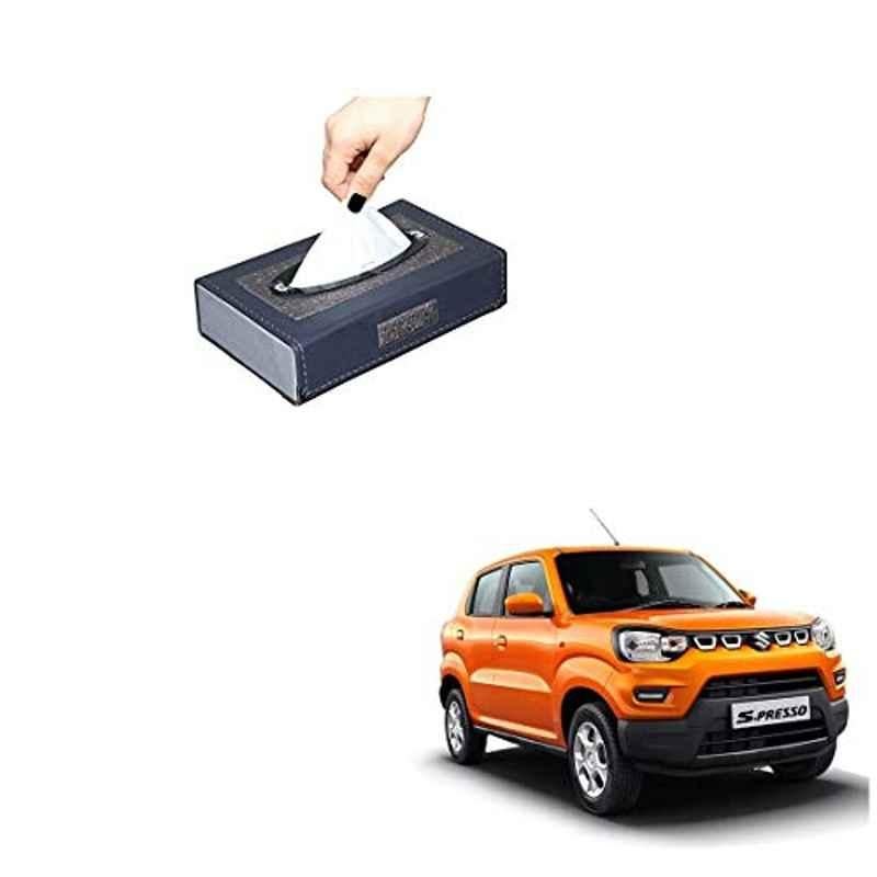 Kozdiko Leatherette Grey Designer Car Tissue Paper Dispenser Box with 200 Sheets (100 Pulls) for Maruti Suzuki S-Presso