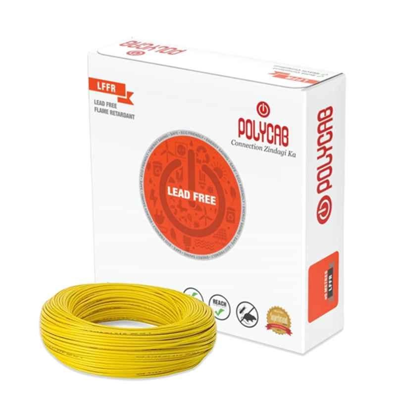 Polycab 4 Sqmm 90m Yellow Single Core FRLF Multistrand PVC Insulated Unsheathed Industrial Cable