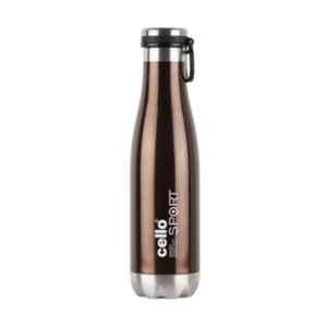 Cello One Up 600ml Brown Stainless Steel Vacuum Sports Bottle, 405CSSB0563 (Pack of 3)