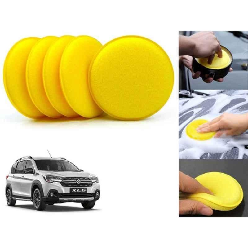 Auto Pearl Polyurethane Beige Washing & Waxing Polish Foam Sponge for XL6 2019 (Pack of 5)
