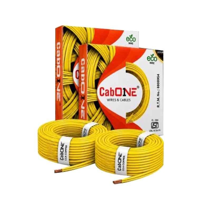 CabONE 2.5 Sqmm Yellow FR PVC Insulated Multistrand Copper Cable, Length: 90 m (Pack of 2)