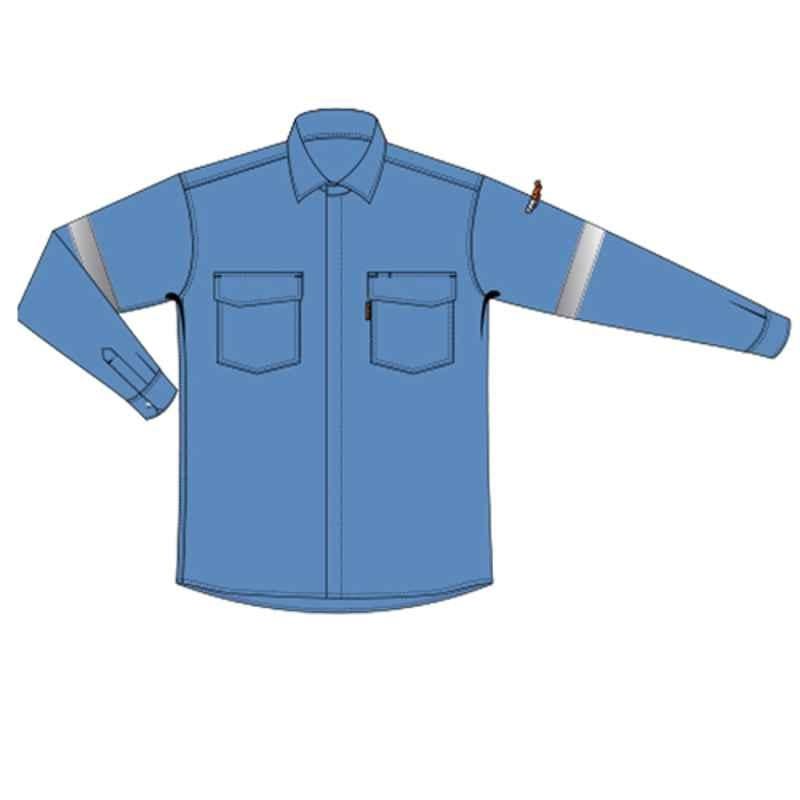 Tarasafe BLOKARC-12FSH-SMMB HRC 2 Mid Blue Arc Flash Featherlite Shirt, Size: Small