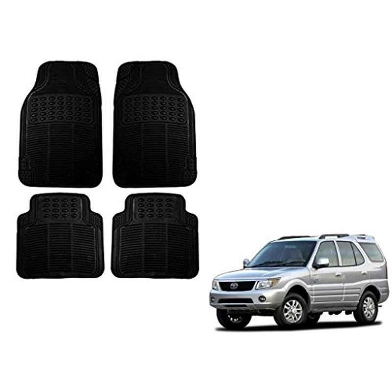 Kozdiko 4 Pcs Black Rubber Car Mat Set for Tata Safari