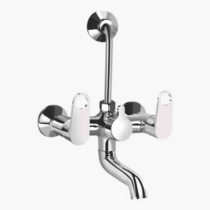 Kerovit Hydrus Plus Silver Chrome Finish Wall Mixer 2 in 1 with Flanges, KB511019