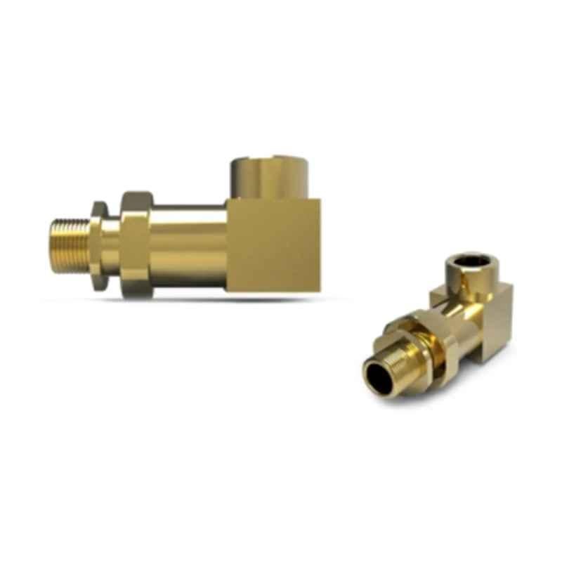Hawke 492 M50xM50 Brass Nickel Plated 90 deg Male to Female Swivel Elbow with Lockstop with Integral Silicone O-Ring