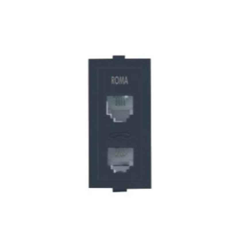 Anchor Roma Classic 1 Module RJ11 Black Double Telephone Jack without Shutter, 34942MB (Pack of 20)