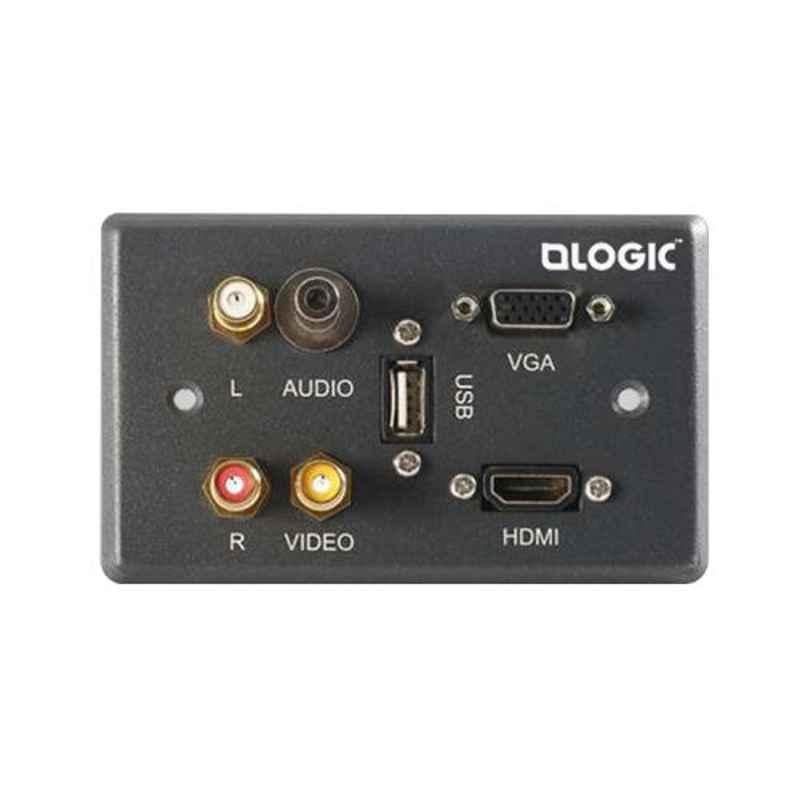 Logic 115x71x42mm Aluminium Black Table Mounted Female to Female Connector with Fixed Faceplate, LF-102