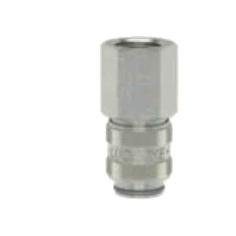 Ludcke G3/8 Plain ESM 38 I Single Shut Off Micro Quick Connect Coupling with Female Thread, Length: 39 mm