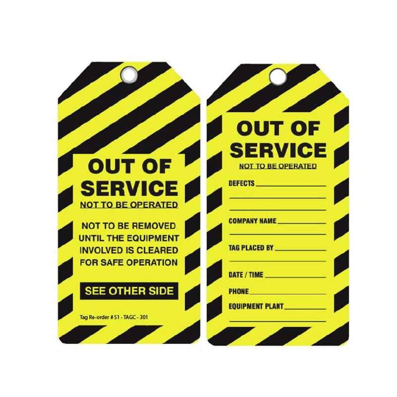 Loto 160x80mm Out of Service & Not to Be Operated PVC Tag Set with Metal Eyelet, S1-TAGC-301 (Pack of 50)