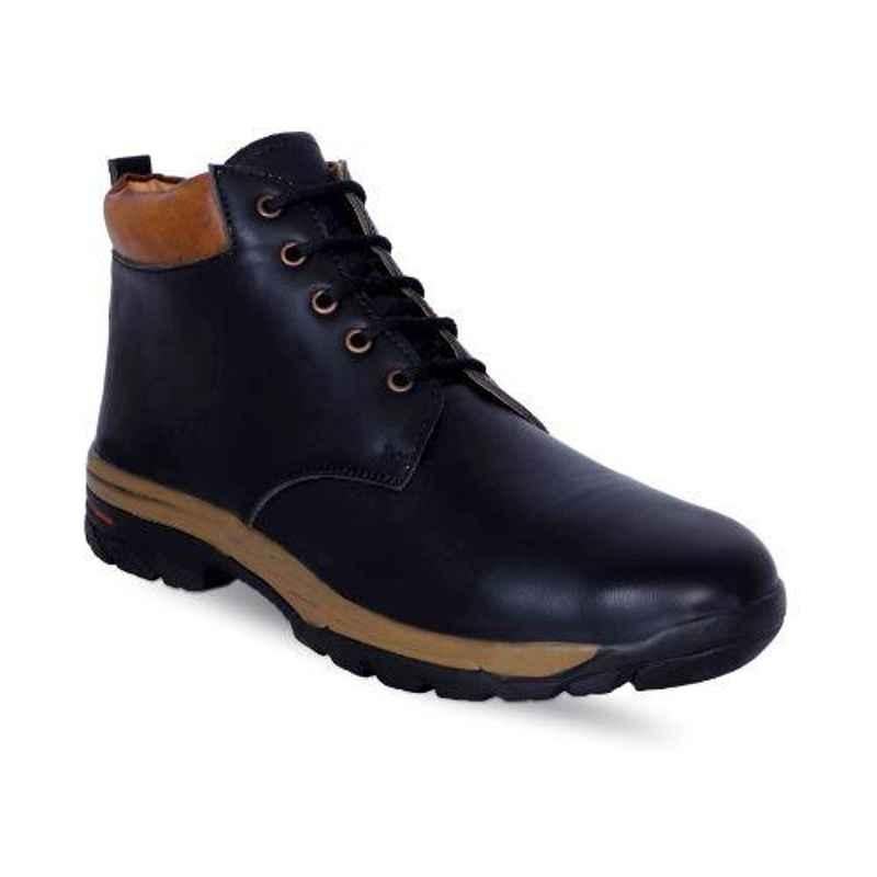 Ryko SS005 Synthetic Leather Steel Toe Black Safety Shoe, Size: 9