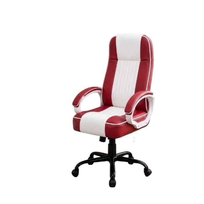 Aayra Royal Leatherette White & Red High Back Armrest Executive Office Chair, CE991Z