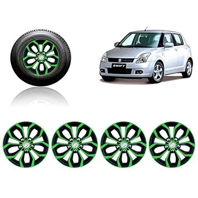 Auto Pearl 4 Pcs 14 inch ABS Green & Black Car Wheel Cover Set for Maruti Suzuki Swift T1