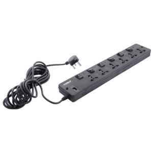 Frontech JIL-3515 Black 6 Universal Socket Surge Protector